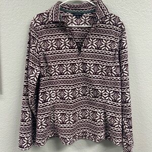 Lands' End Maroon and White Snowflake Quarter-Zip Pullover. Some ze 14
